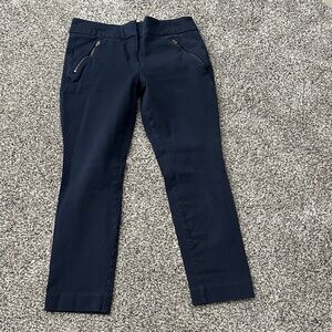 Navy faded wash Skinny Ankle Pants with Zip Pockets - Loft Outlet - Size 0P